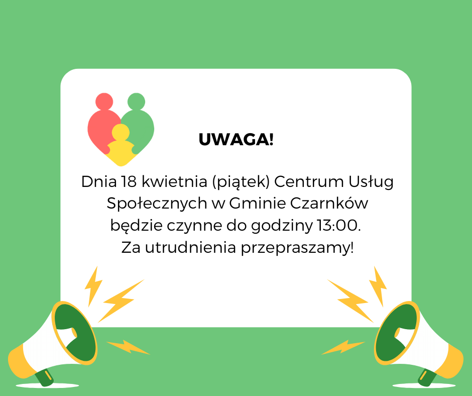 Komunikat dotyczący krótszych godzin pracy CUS