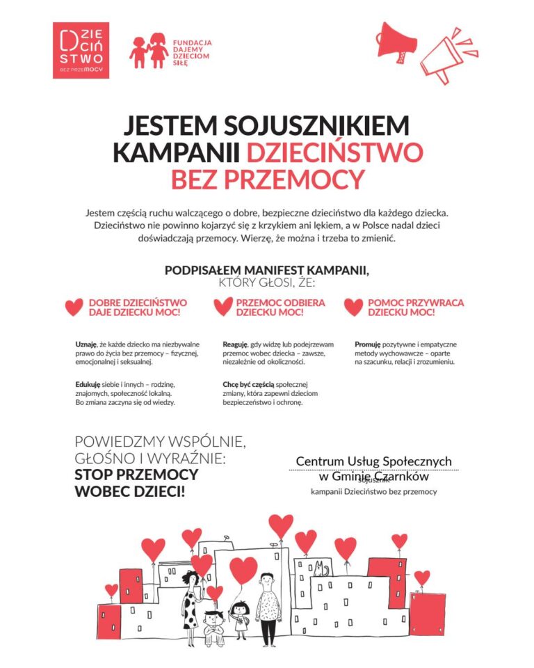 Centrum Usług Społecznych w Gminie Czarnków podpisało manifest kampanii dzieciństwo bez przemocy