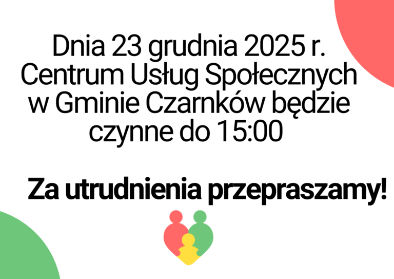 23 grudnia pracujemy do godziny 15:00