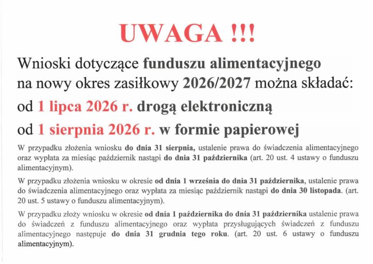 Ważne informacje dla beneficjentów świadczeń rodzinnych i funduszu alimentacyjnego